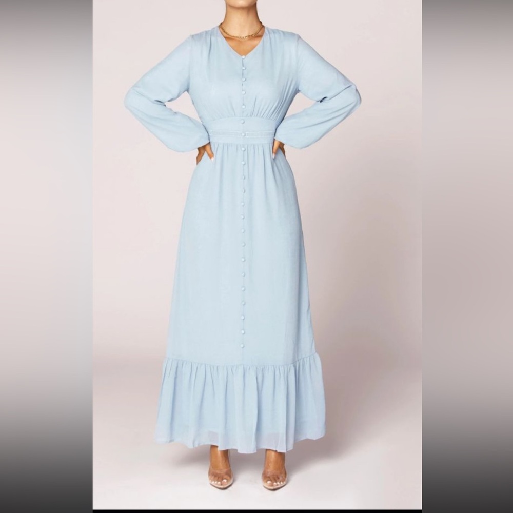 Veiled Collection Light Blue Button Front Maxi Dress - NWT - Size L